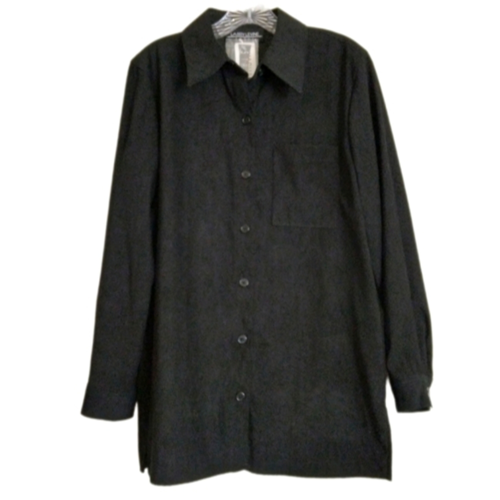 VTG Larry Levine Sport Size Medium Black Button Down Soft Stretch Shirt